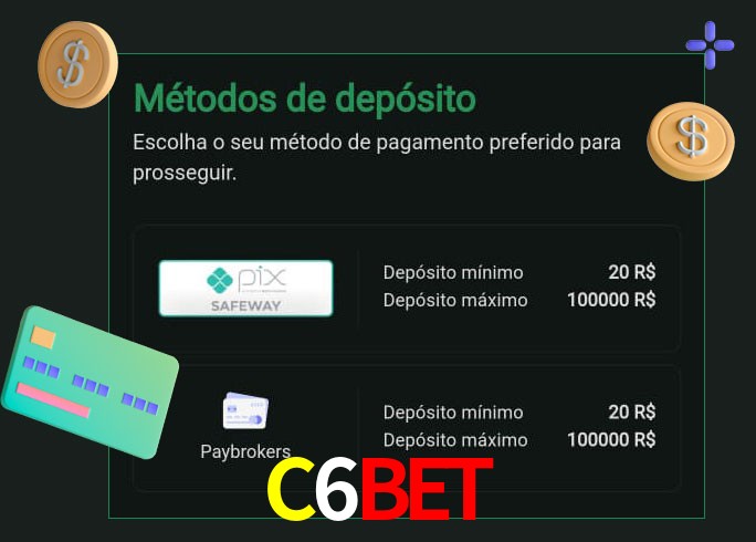 O cassino C6Bet oferece uma grande variedade de métodos de pagamento
